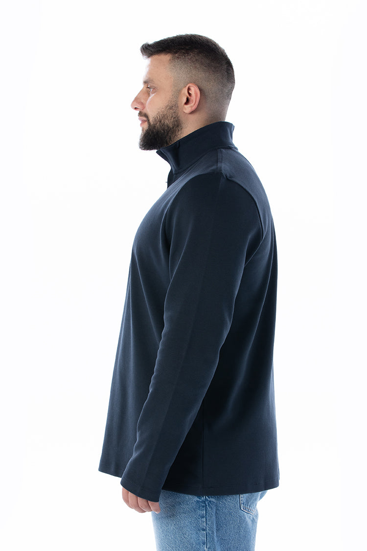 ATLAS Lacivert Yarım Balıkçı Fermuarlı Yaka Sweatshirt