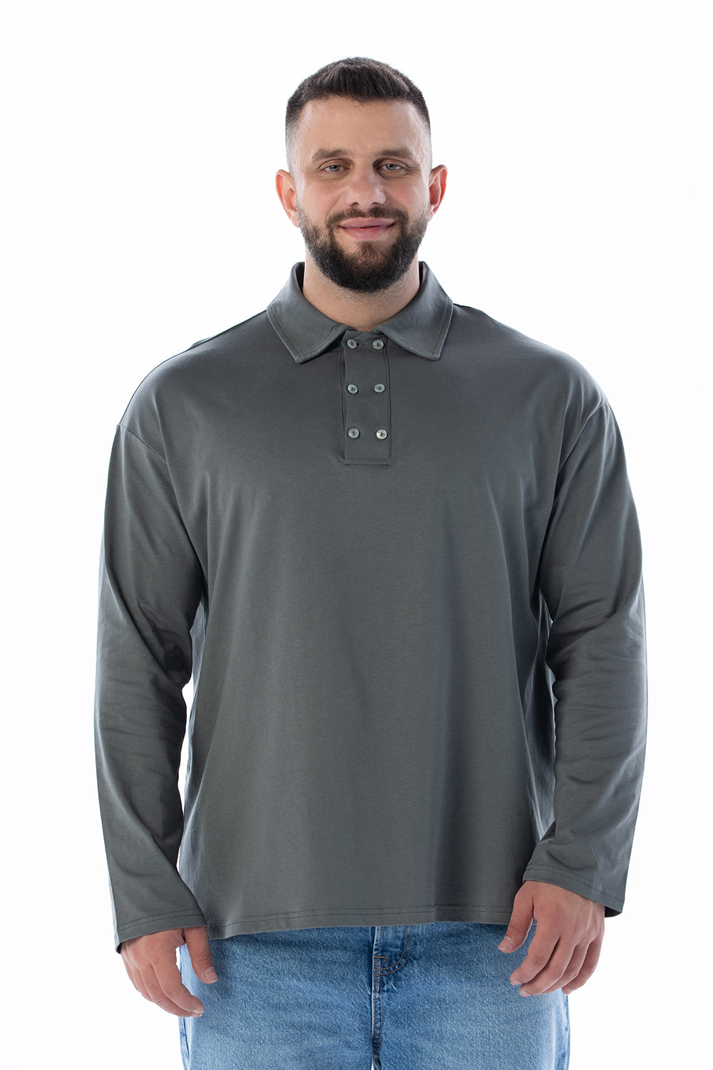 HYPERION Haki Polo Yaka T-Shirt Uzun kol