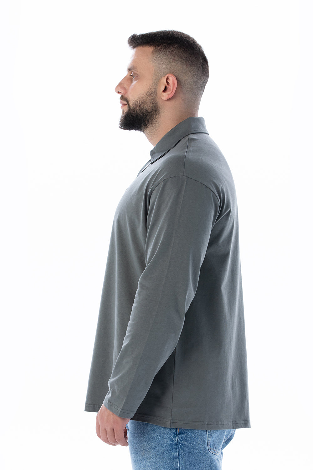HYPERION Haki Polo Yaka T-Shirt Uzun kol