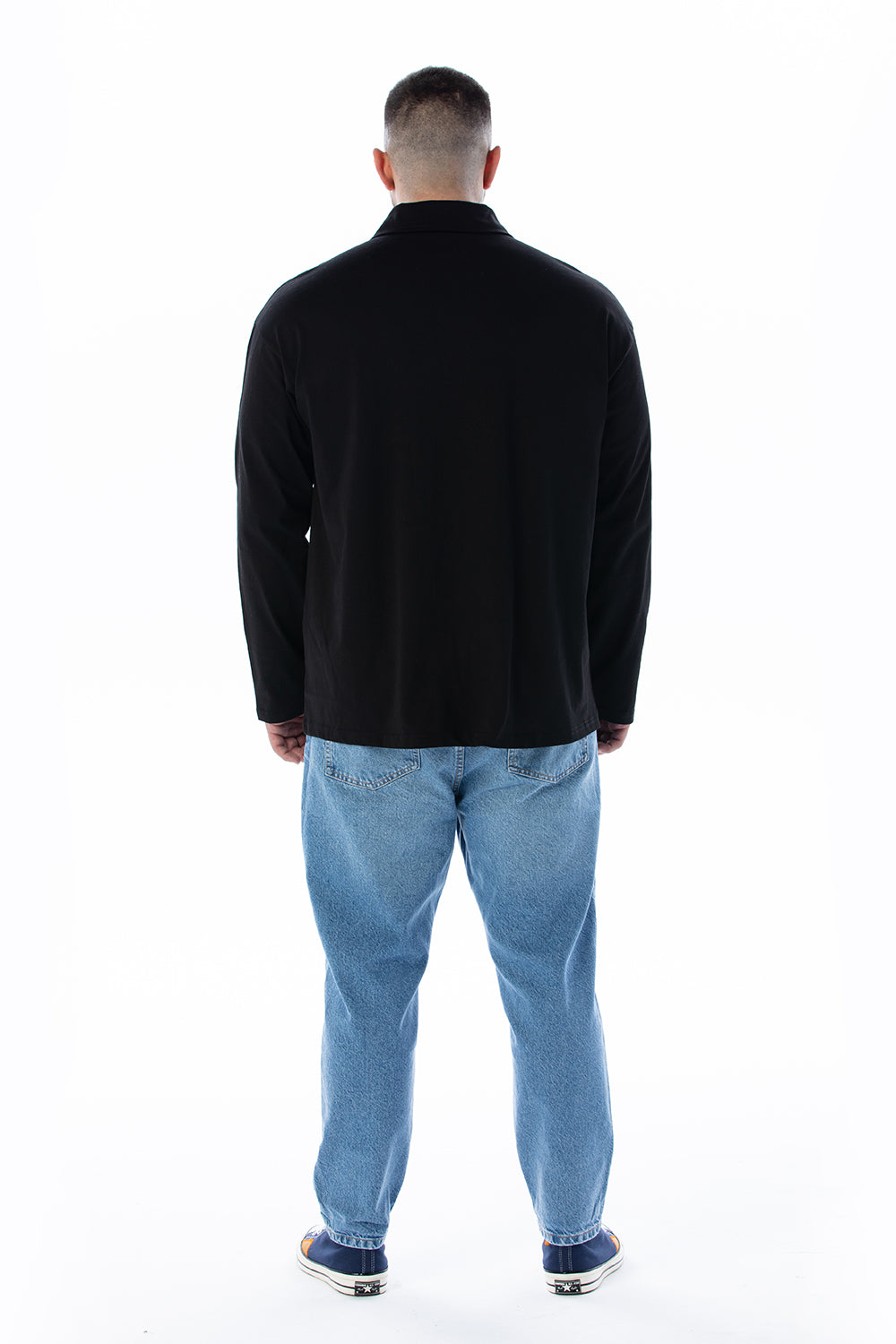 KRIUS Siyah Polo Yaka T-shirt Uzun kol
