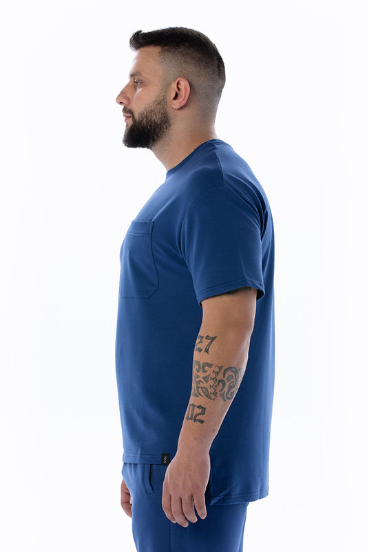 POSEIDON Kısa Kollu Indigo Mavi T-Shirt